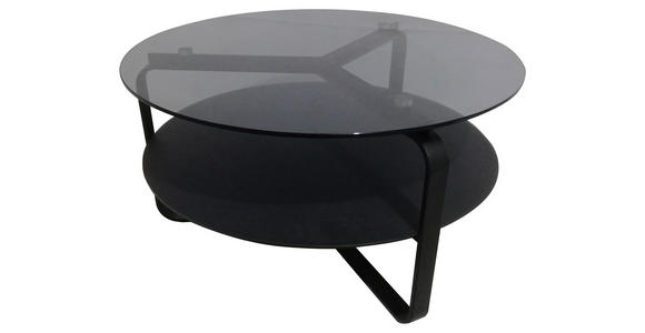 COUCHTISCH in Metall, Glas 80/80/44 cm  - Schwarz/Grau, Design, Glas/Metall (80/80/44cm) - Novel