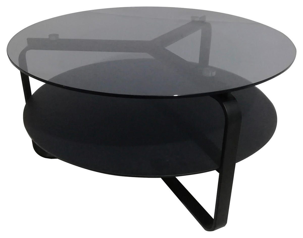COUCHTISCH in Metall, Glas 80/80/44 cm  - Schwarz/Grau, Design, Glas/Metall (80/80/44cm) - Novel