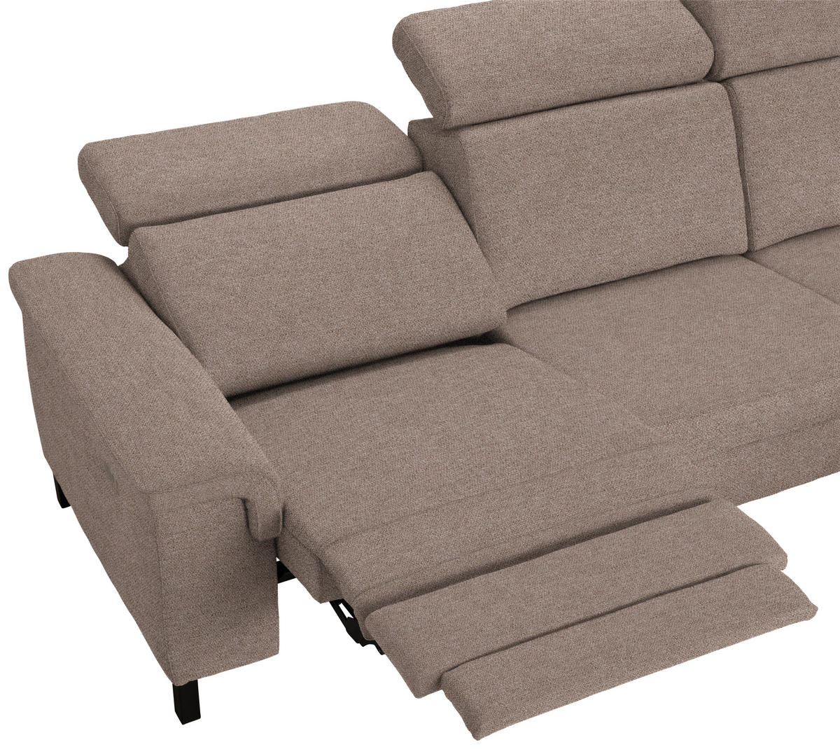 ECKSOFA in Flachgewebe Taupe  - Taupe/Schwarz, Konventionell, Textil/Metall (304/182cm) - Pure Home Comfort