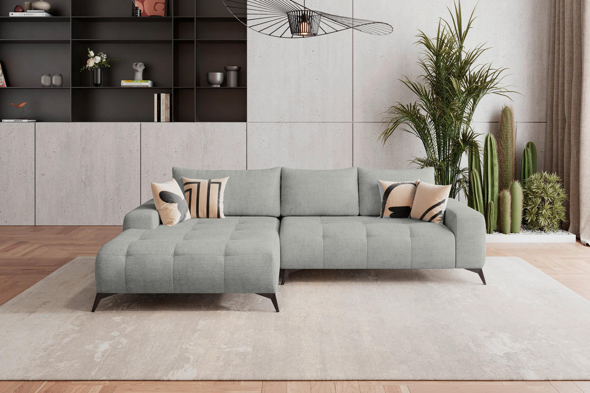 HÖRNSOFFA i flatväv ljusgrå  - ljusgrå/svart, Trend, metall/textil (175/290cm) - MID.YOU