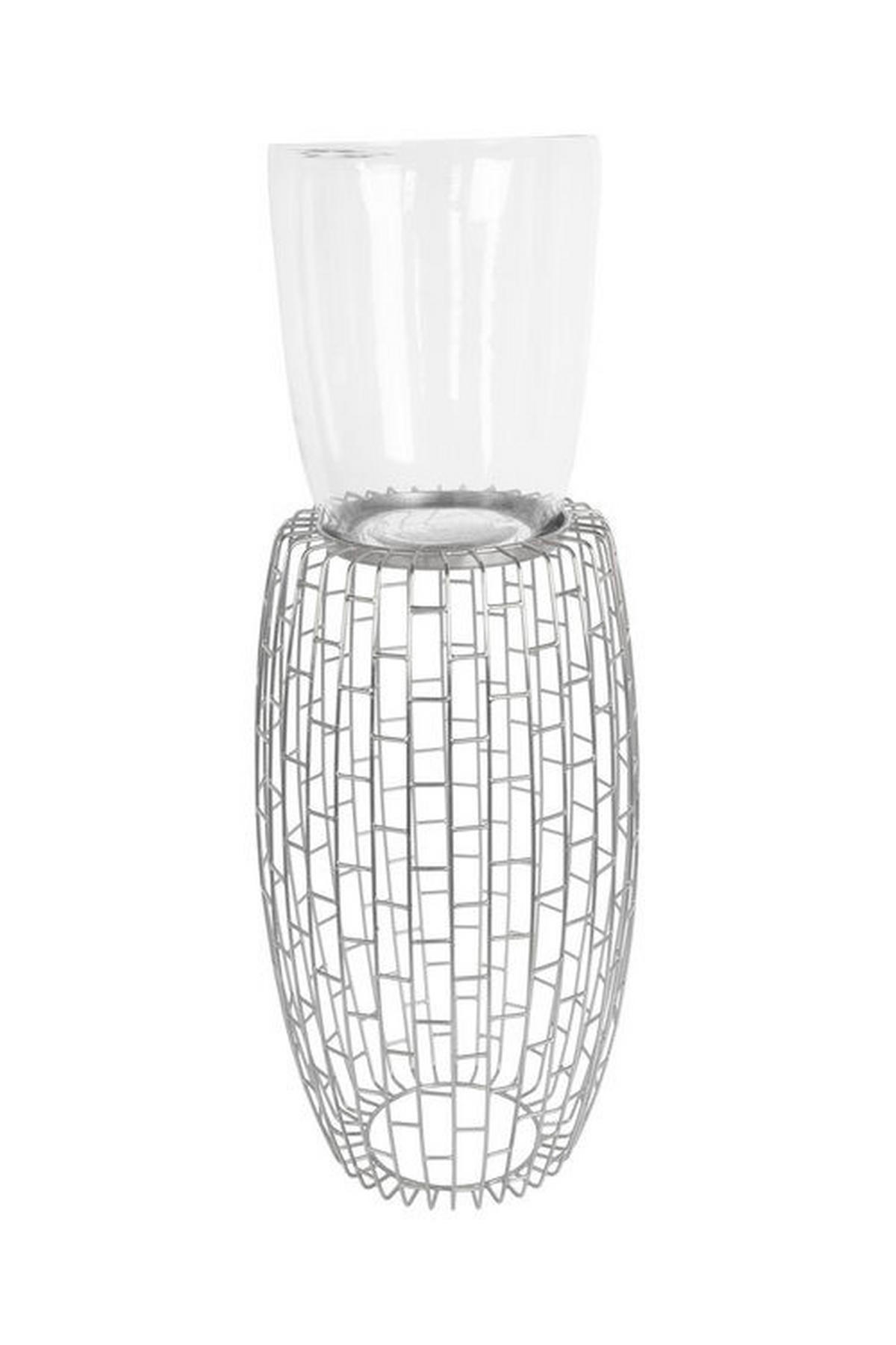 KERZENHALTER - Silberfarben, Design, Glas/Metall (28/73/28cm) - Kayoom