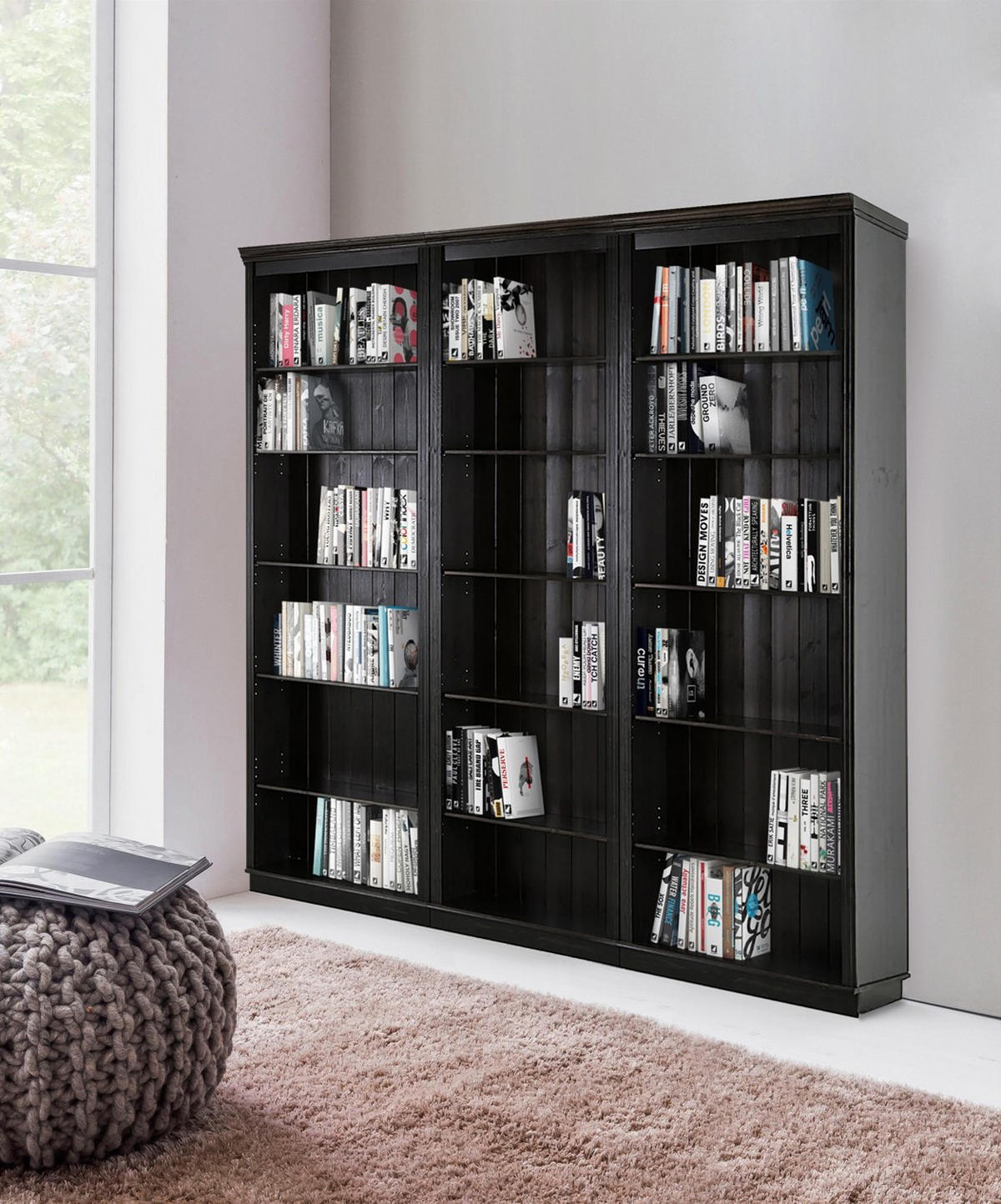 Bücherwand Lillehammer Kiefer massiv Kieferfarben, Dunkelbraun  - Dunkelbraun/Kieferfarben, Design, Holz (223/222/34cm) - MID.YOU