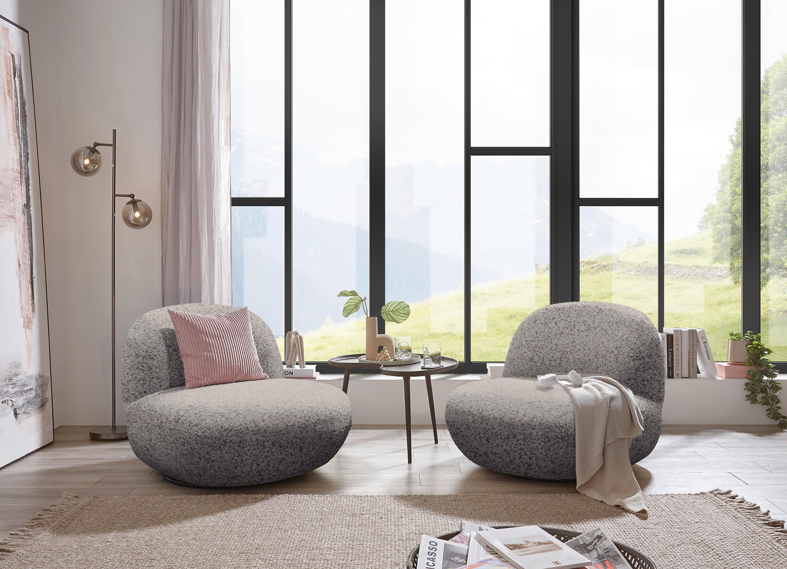 SESSEL in Webstoff Grau  - Schwarz/Grau, Modern, Textil/Metall (85/70/99cm) - MID.YOU