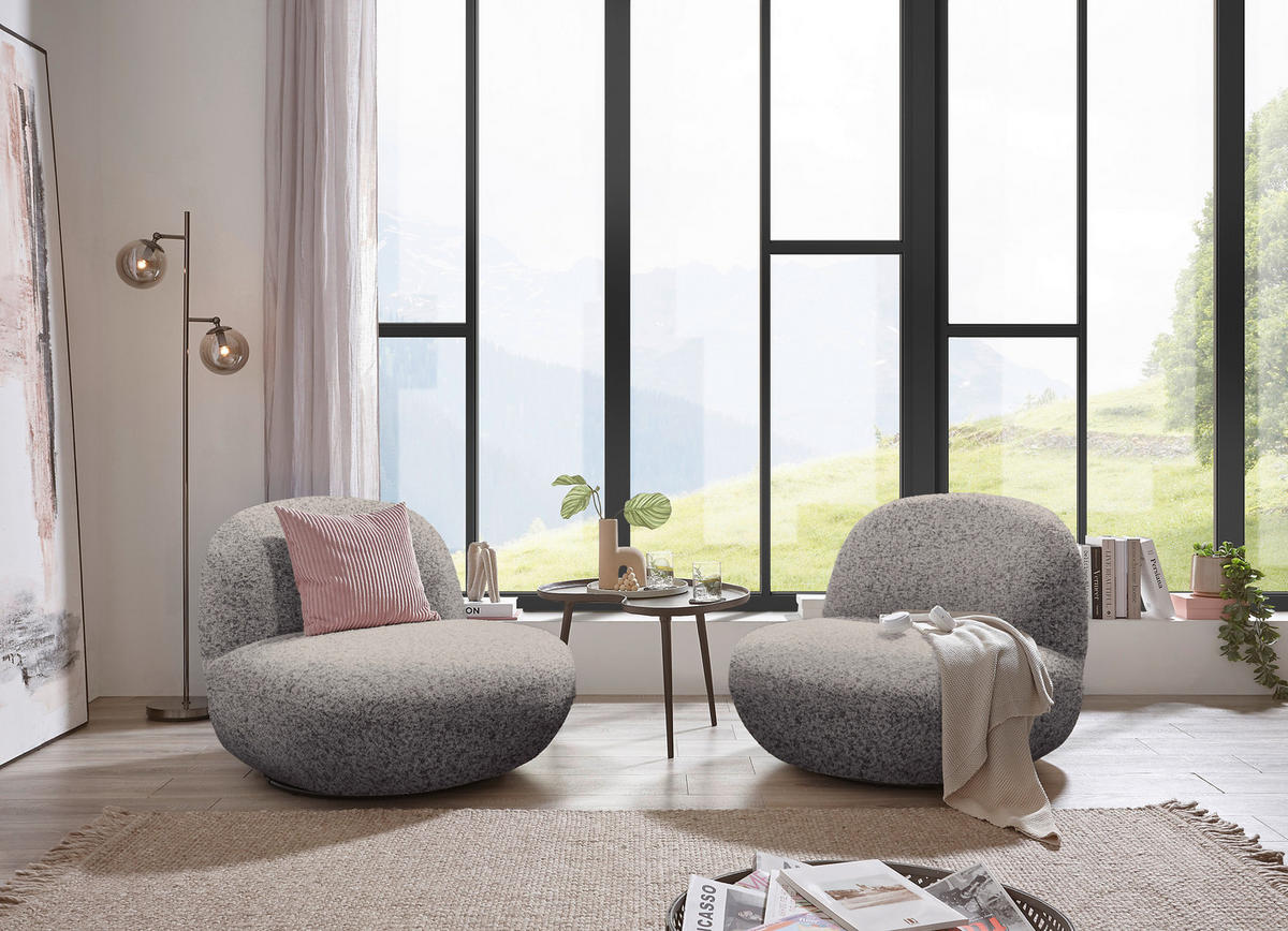 SESSEL in Webstoff Grau  - Schwarz/Grau, Modern, Textil/Metall (85/70/99cm) - MID.YOU