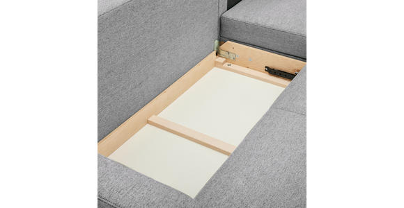 ECKSOFA in Flachgewebe Hellgrau - Eiche Wotan/Hellgrau, KONVENTIONELL, Holz/Textil (255/157cm) - Carryhome