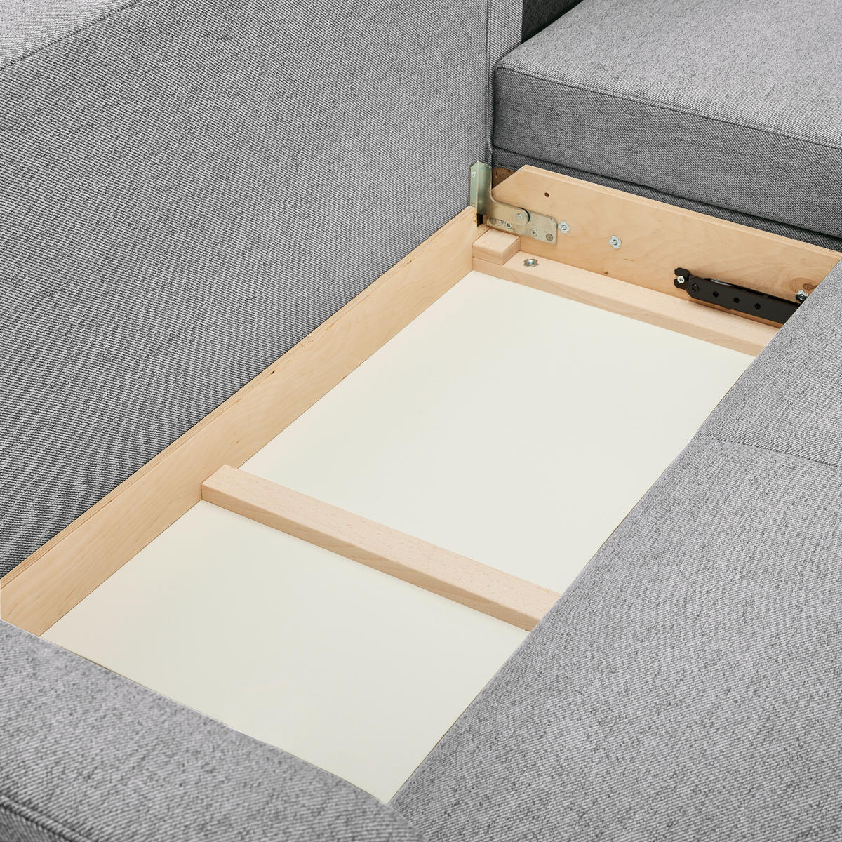 ECKSOFA in Flachgewebe Hellgrau  - Eiche Wotan/Hellgrau, Konventionell, Holz/Textil (255/157cm) - Carryhome