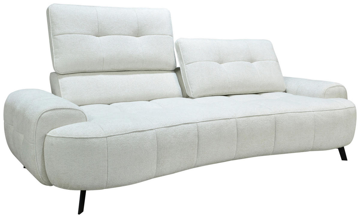 2-SITZER-SOFA Chenille Creme  - Creme/Schwarz, Design, Kunststoff/Textil (230/84/104/111/122cm) - Livetastic