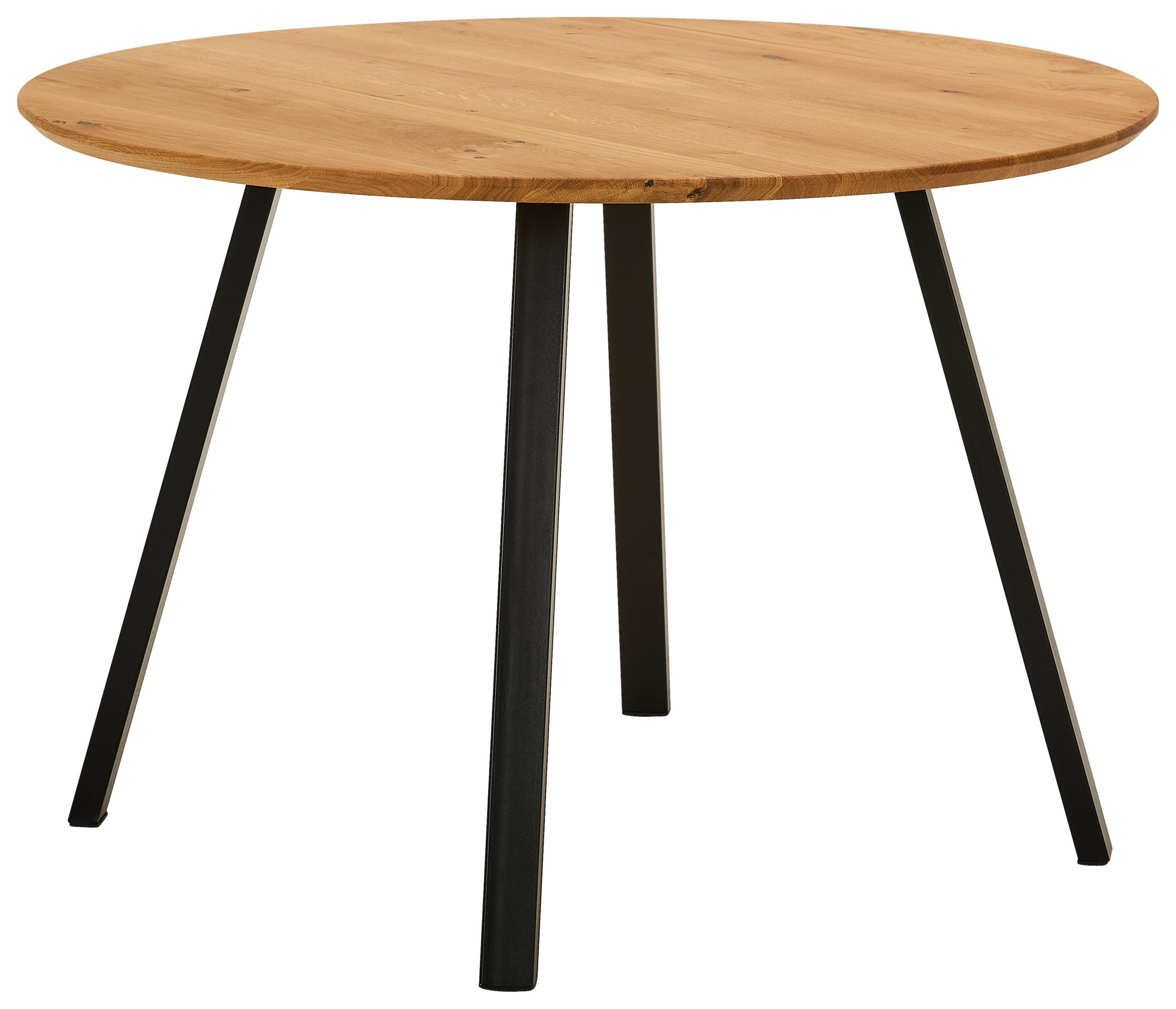 ESSTISCH 110/110/75 cm Echtholz  Holz rund Eichefarben  - Eichefarben/Schwarz, Design, Holz/Metall (110/110/75cm) - Linea Natura