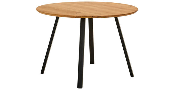 ESSTISCH 110/110/75 cm Echtholz  Holz rund Eichefarben  - Eichefarben/Schwarz, Design, Holz/Metall (110/110/75cm) - Linea Natura