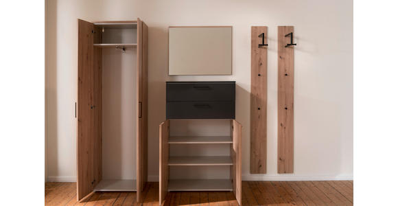 GARDEROBE 5-teilig  in 200/200/38 cm  - Eichefarben/Anthrazit, KONVENTIONELL, Holzwerkstoff (200/200/38cm) - Moderano