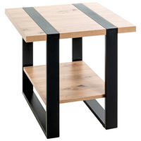 BEISTELLTISCH 45/45/45 cm Schwarz, Eichefarben quadratisch  - Eichefarben/Schwarz, Design, Holzwerkstoff/Metall (45/45/45cm)