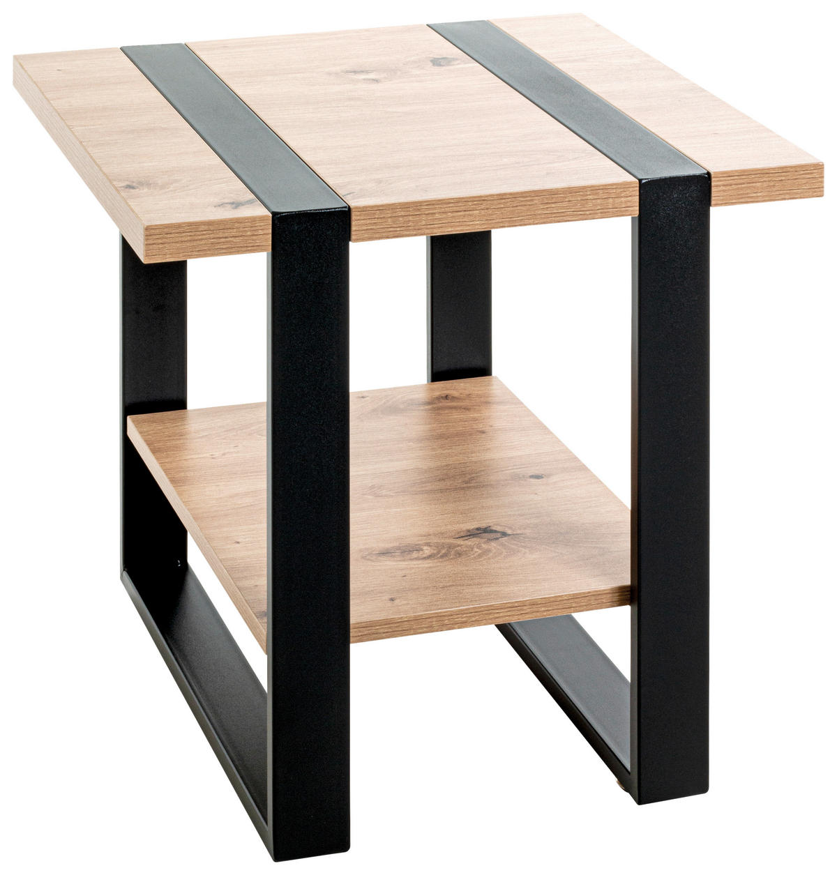 BEISTELLTISCH 45/45/45 cm Schwarz, Eichefarben quadratisch  - Eichefarben/Schwarz, Design, Holzwerkstoff/Metall (45/45/45cm)