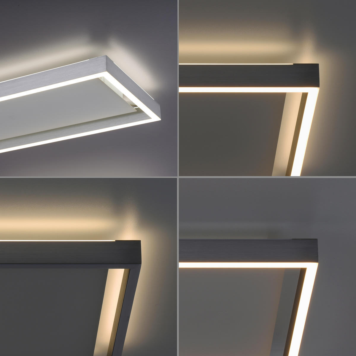 PLAFONIERĂ CU LED - argintiu, Design, plastic/metal (100/25/5,6cm)