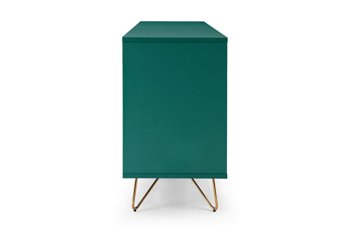 ŠIROKÁ KOMODA, zelená, 150/70/40 cm - zelená/mosadzná, Design, kov/kompozitné drevo (150/70/40cm) - Livetastic
