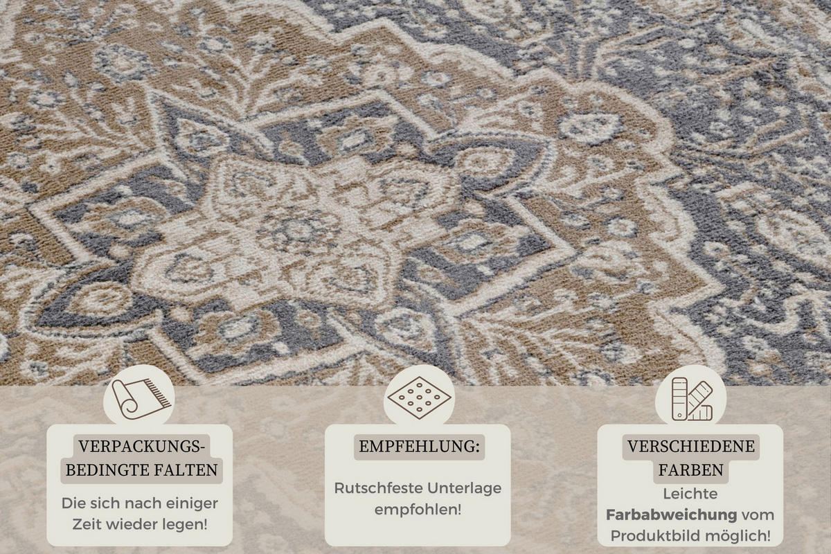 FLACHWEBETEPPICH 120/170 cm Terrain Anthrazit, Braun  - Anthrazit/Braun, Design, Kunststoff/Textil (120/170cm)
