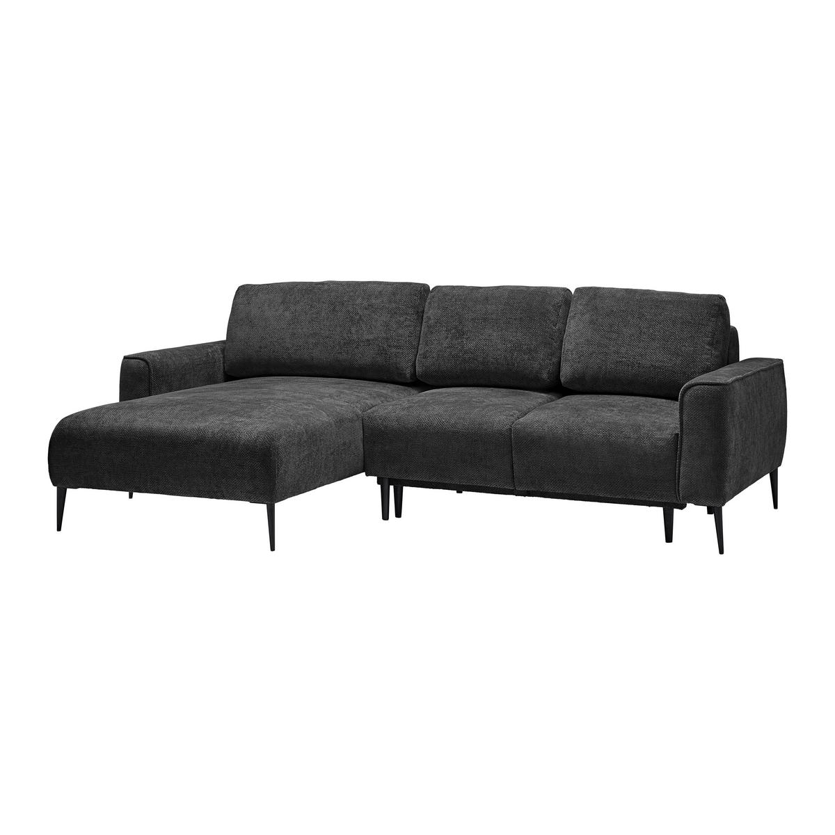 ECKSOFA in Webstoff Schwarz  - Schwarz, Modern, Textil/Metall (164/255cm) - MID.YOU