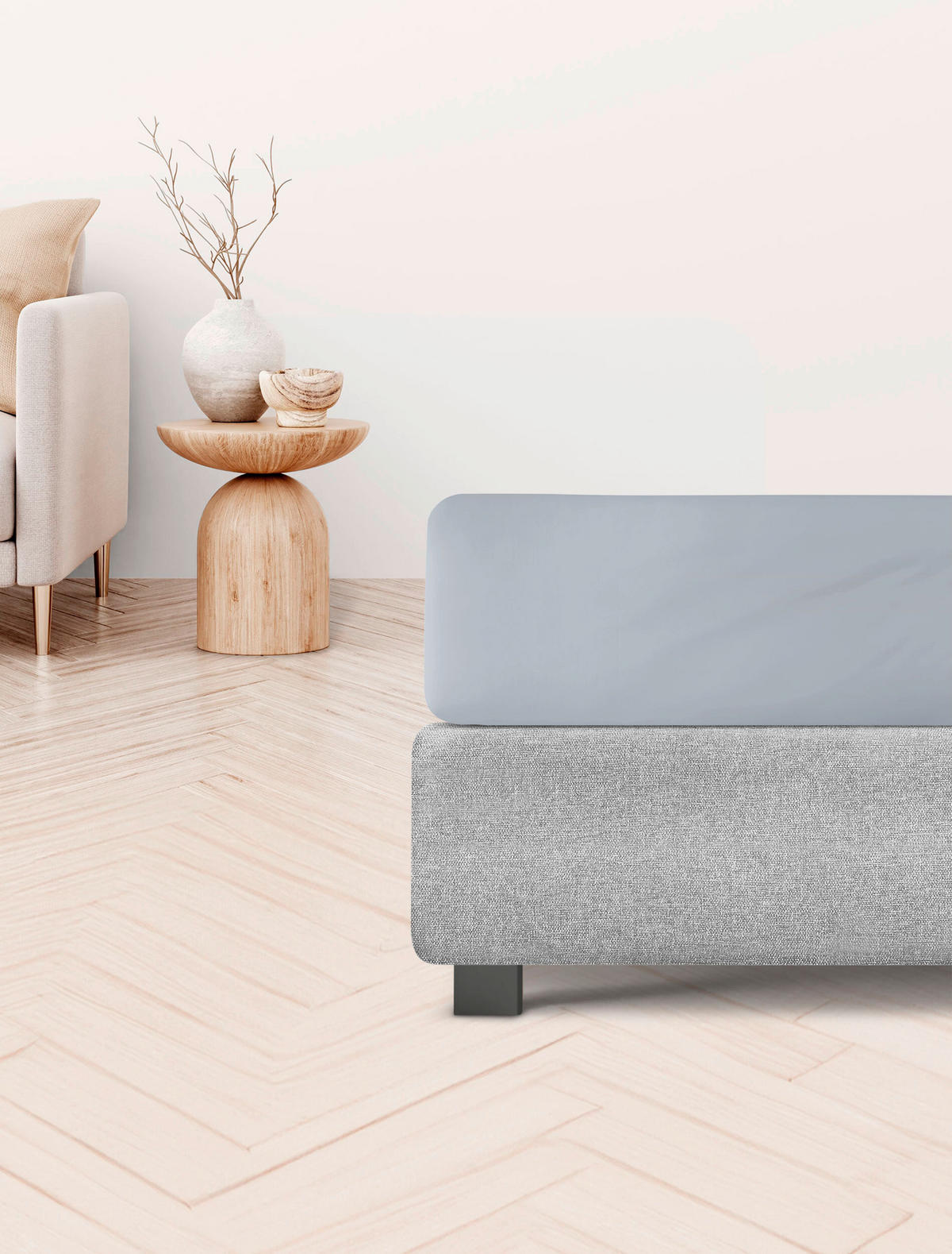 SPANNLEINTUCH 180-200/200 cm Jersey  - Blau, KONVENTIONELL, Textil (180-200/200cm) - Irisette