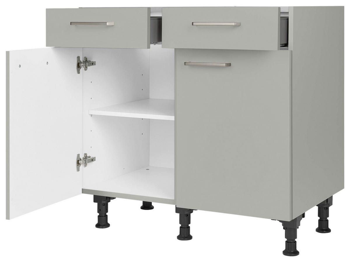 SCHUBKASTENUNTERSCHRANK 90/87/56 cm  in Grau  - Edelstahlfarben/Grau, MODERN, Holzwerkstoff/Metall (90/87/56cm) - Nobilia