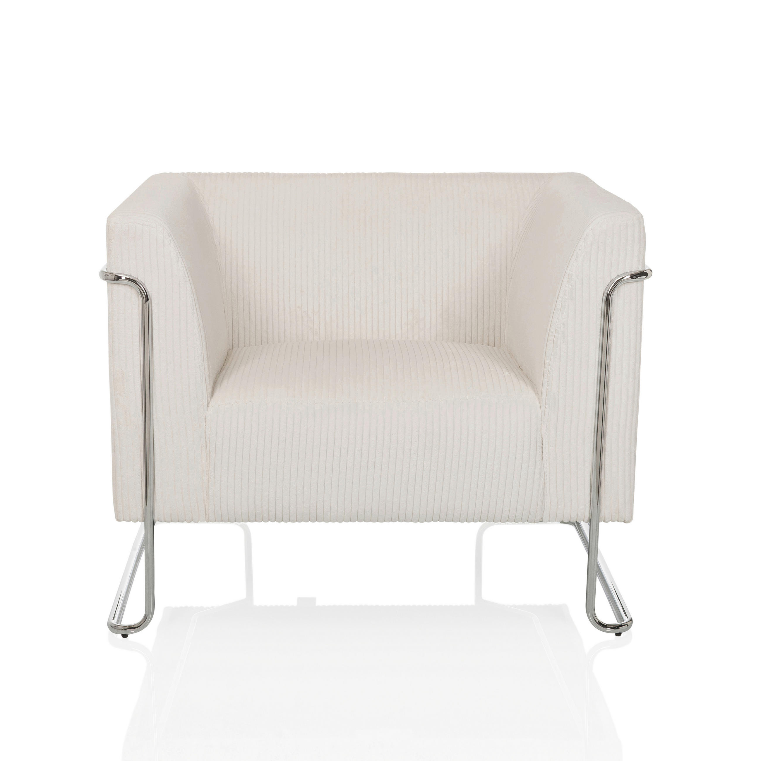 LOUNGEFÅTÖLJ  - vit/silver, Modern, metall/textil (88/74/74cm) - MID.YOU