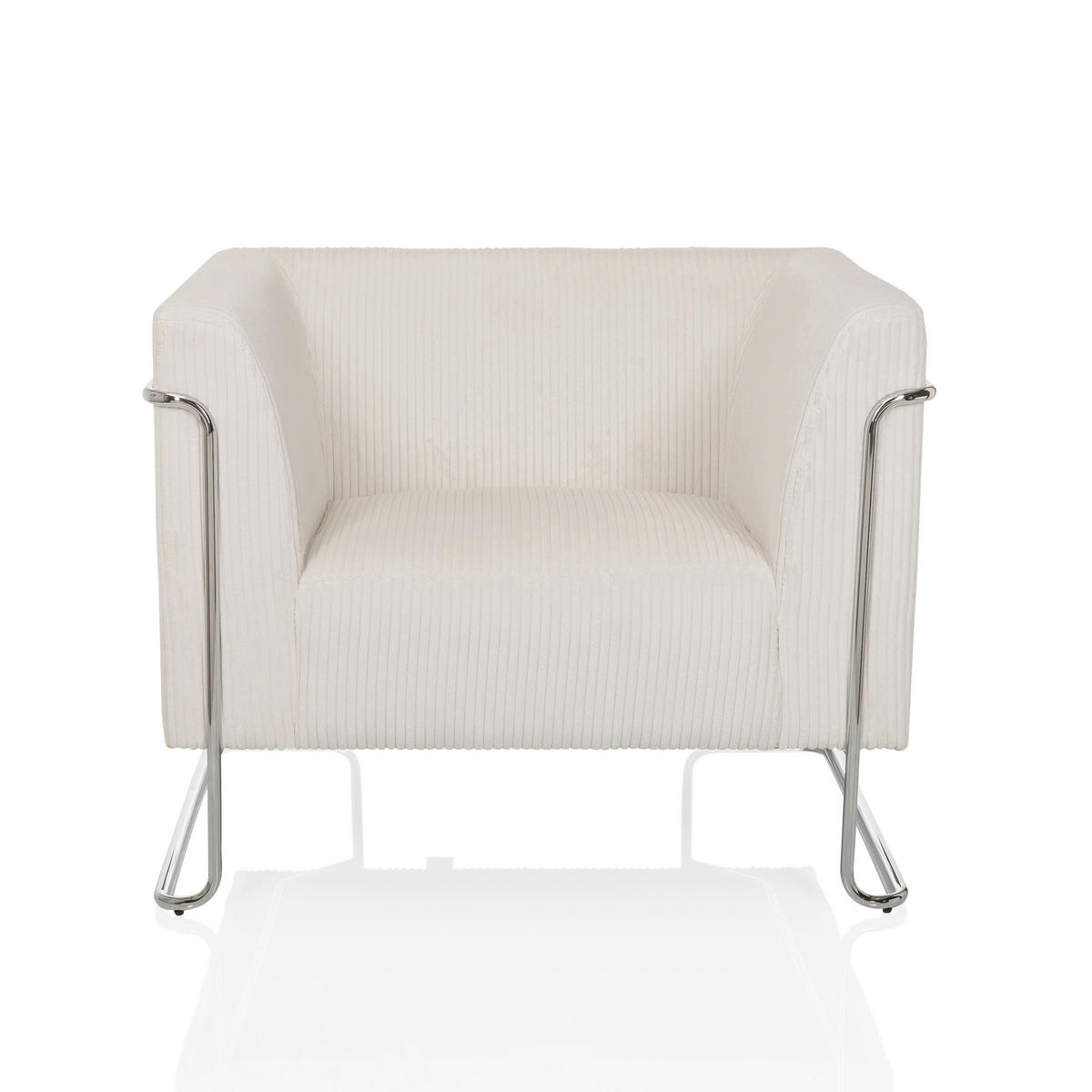 LOUNGESESSEL Cord Weiß    - Silberfarben/Weiß, MODERN, Textil/Metall (88/74/74cm) - MID.YOU