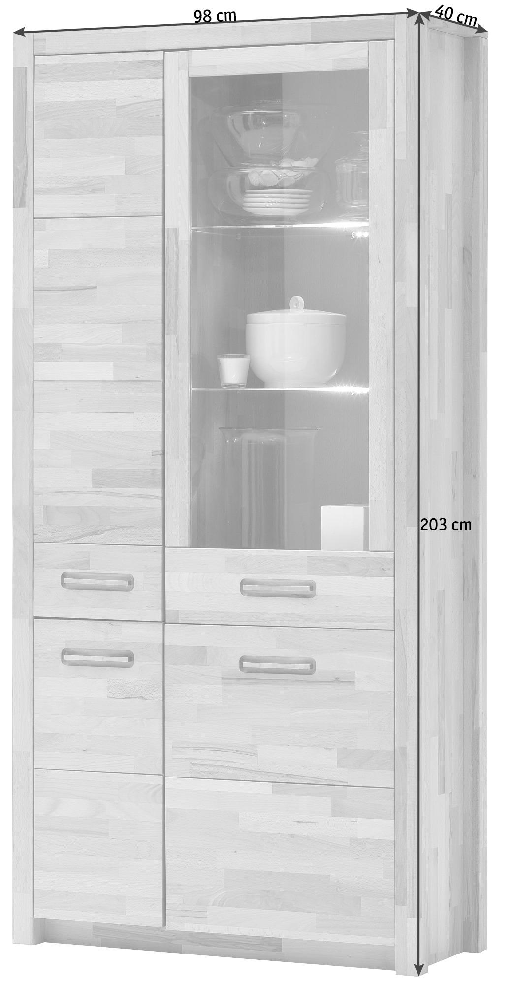 VITRINE in massiv Kernbuche Buchefarben  - Buchefarben/Alufarben, Design, Glas/Holz (98/203/40cm) - MID.YOU