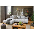 ECKSOFA in Chenille Hellgrau  - Hellgrau/Schwarz, MODERN, Textil/Metall (182/290cm) - Hom`in