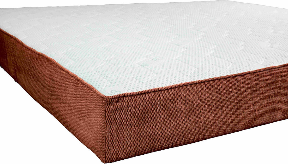 TASCHENFEDERKERNMATRATZE 140/200 cm, Höhe ca.: 25 cm, H2 + H3 = mittel + fest, 7-Zonen - Rotbraun/Weiß, Design, Textil (140/200cm) - Chameo