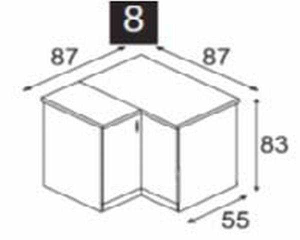DONJI UGAONI ELEMENT - sonoma hrast/boja aluminijuma, Dizajnerski, metal/pločasti materijal (87/83/55cm) - Boxxx