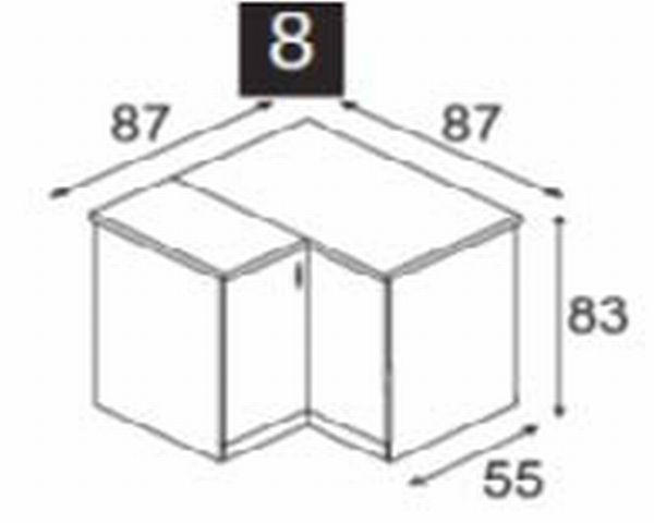 ALSÓ SAROKSZEKRÉNY - Sonoma tölgy/alumínium színű, Design, faalapú anyag/fém (87/83/55cm) - Boxxx