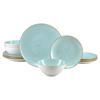 TAFELSERVICE Vintage Nature Aqua 12-teilig  - Weiß/Hellblau, Basics, Keramik - Creatable