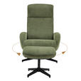 RELAXSESSELSET inkl. Funktion Cord Relaxfunktion, Hocker - Schwarz/Olivgrün, Design, Textil/Metall (75/106/74cm) - Xora