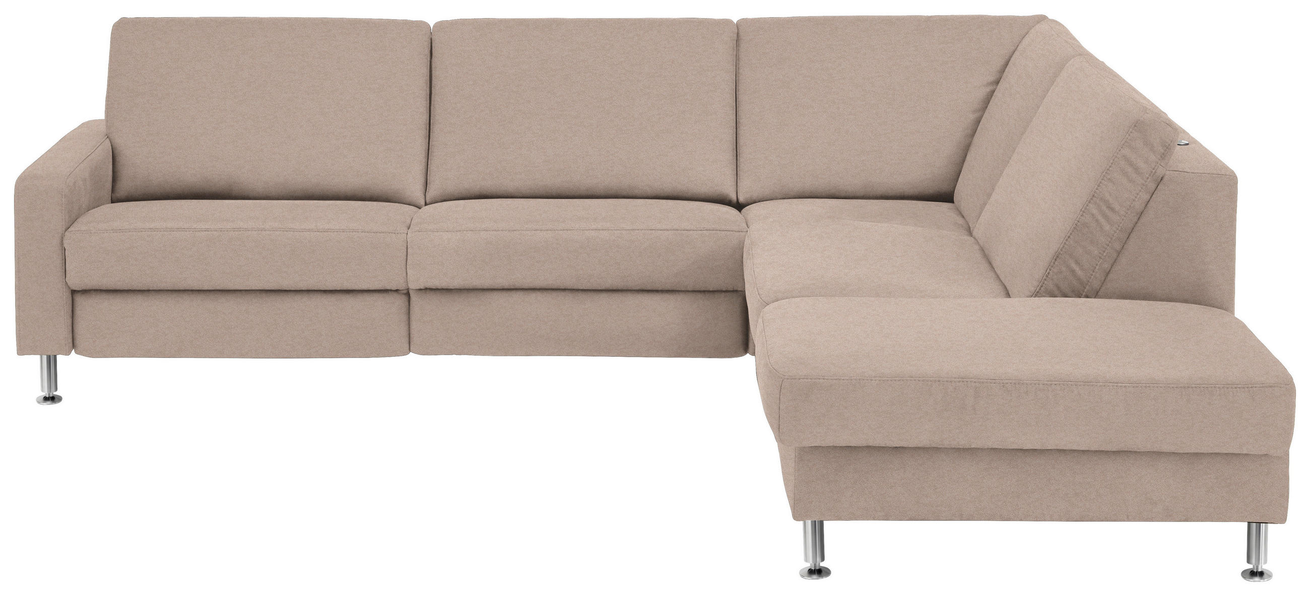 ECKSOFA in Mikrofaser Beige  - Beige/Alufarben, Design, Textil/Metall (275/242cm) - Dieter Knoll