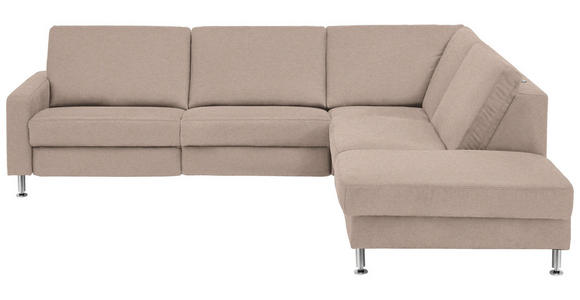 ECKSOFA in Mikrofaser Beige  - Beige/Alufarben, Design, Textil/Metall (275/242cm) - Dieter Knoll