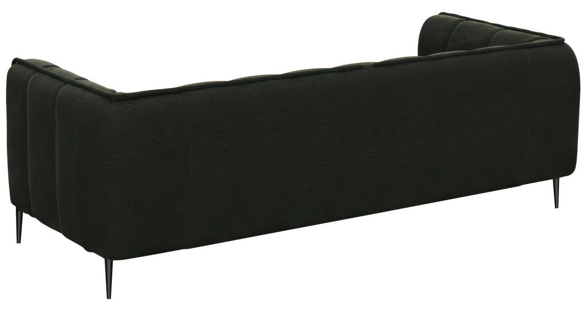 3-SITZER-SOFA Chenille, Webstoff, Flachgewebe Waldgrün  - Waldgrün/Schwarz, Design, Holz/Textil (209/75/91cm) - Livetastic