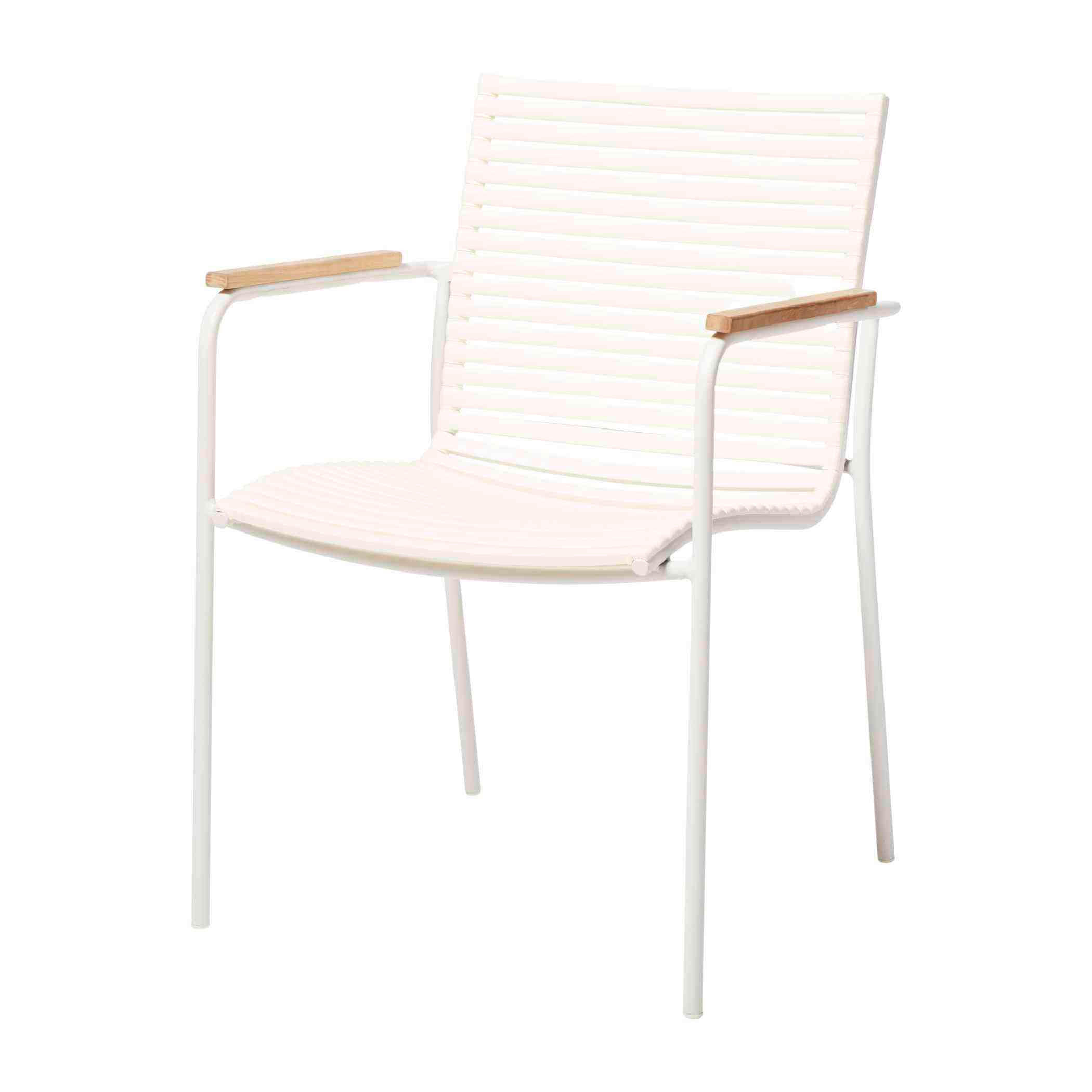 GARTENSTUHL Kunststoff Weiß  - Weiß/Teakfarben, Natur, Holz/Kunststoff (60/84/56cm) - Gardenson