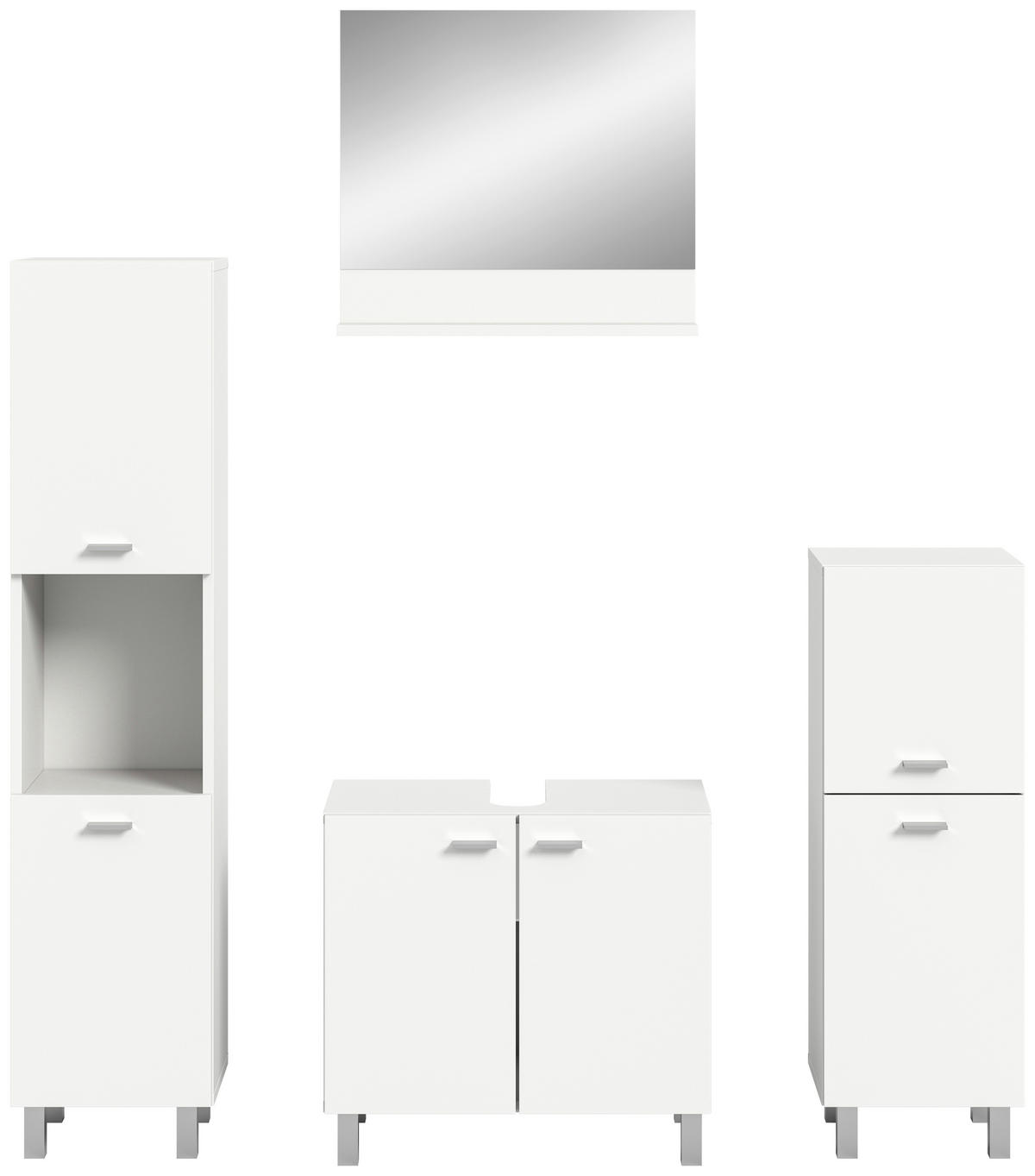 KÚPEĽŇA biela  - biela/strieborná, Modern, kompozitné drevo/plast (117cm) - MID.YOU