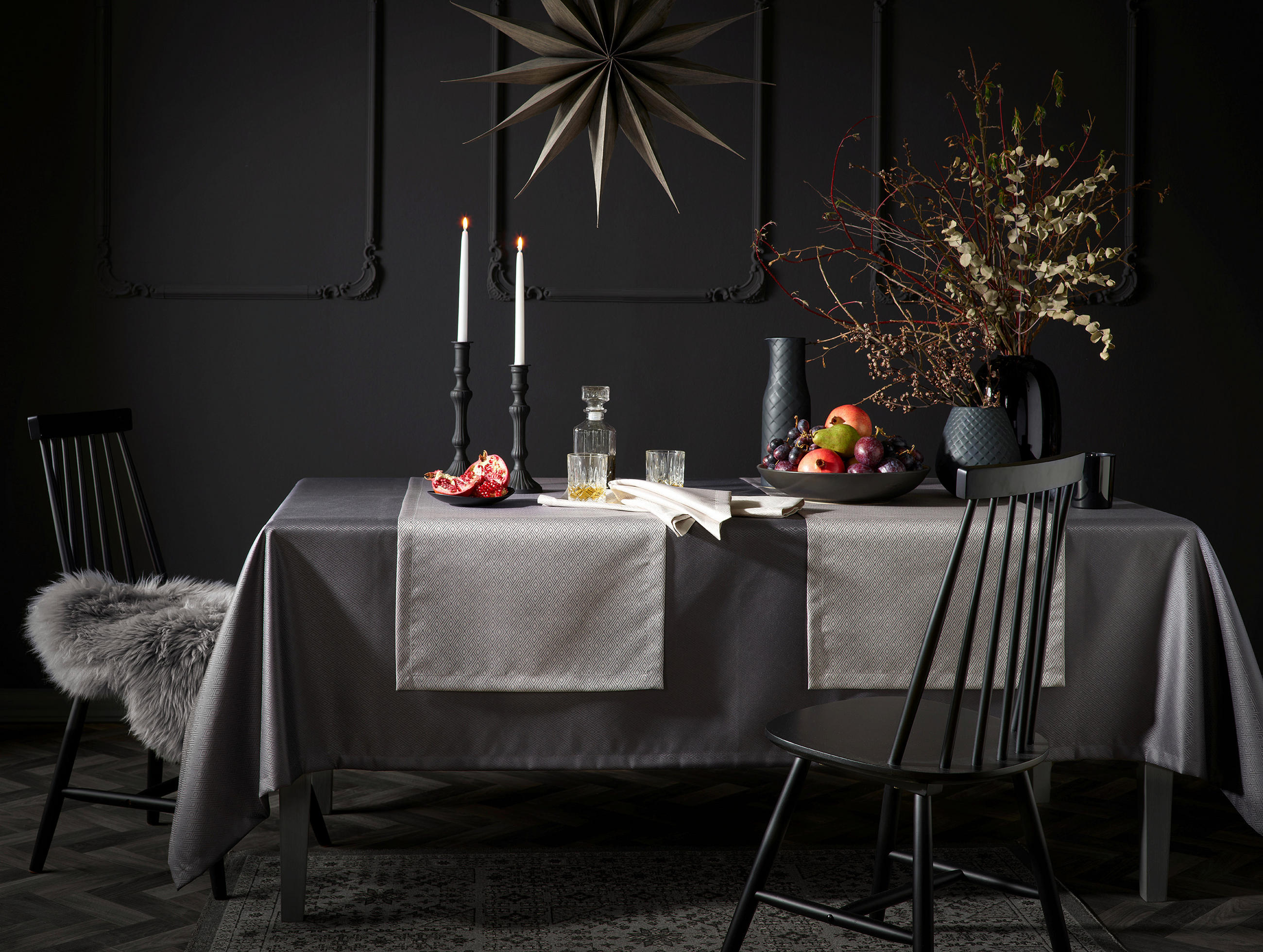 TISCHDECKE RIGA 130/200 cm  - Anthrazit/Grau, Basics, Textil (130/200cm) - Curt Bauer