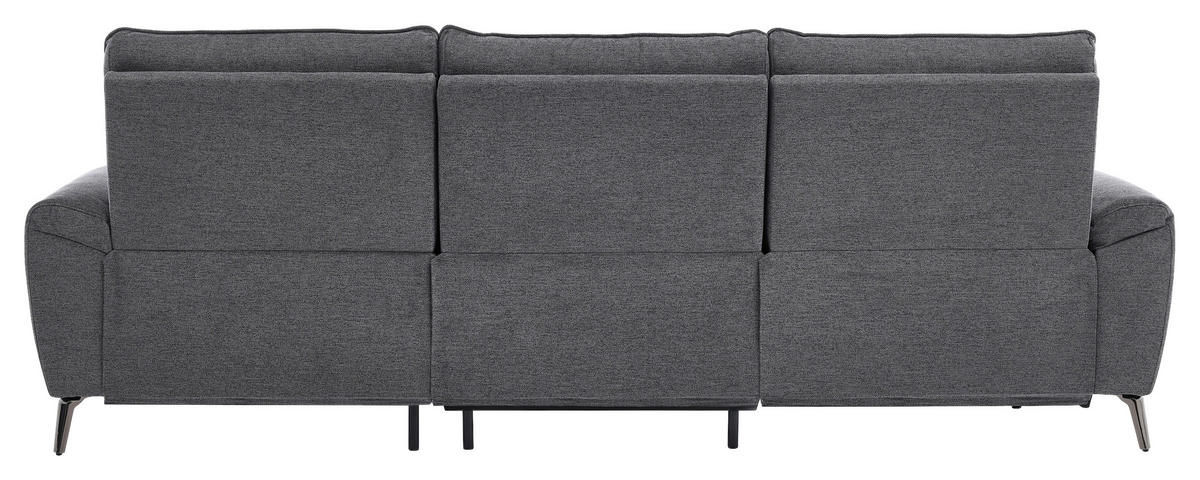ECKSOFA Dunkelgrau Webstoff Rücken echt, Relaxfunktion  - Chromfarben/Dunkelgrau, Design, Textil/Metall (272/168cm) - Carryhome