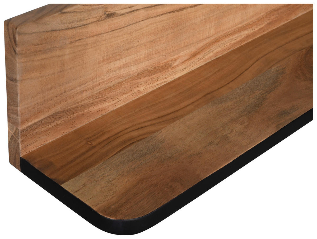 WANDBOARD Akazie massiv Schwarz, Akaziefarben  - Schwarz/Akaziefarben, Natur, Holz (120/20/20cm) - Carryhome