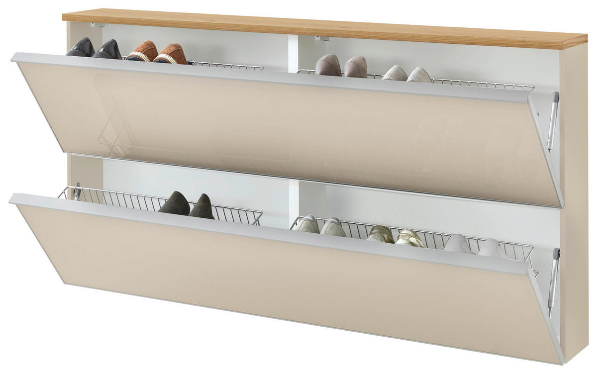 SCHUHKIPPER  in 160/83/21 cm  - Eichefarben/Silberfarben, Design, Glas/Holzwerkstoff (160/83/21cm)