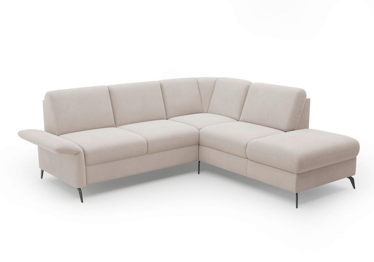 ECKSOFA ROCHELLE E Greige Flachgewebe  - Greige/Schwarz, KONVENTIONELL, Textil/Metall (240/216cm) - Sit & More