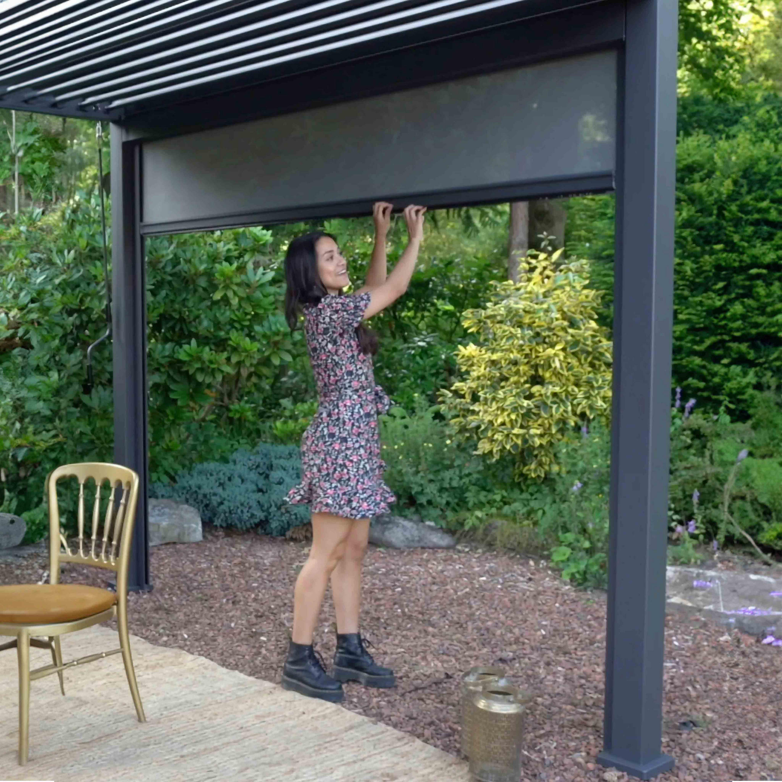 PERGOLA-ROLLO - Anthrazit/Grau, Modern, Textil/Metall (300/250/10cm) - Gardenson