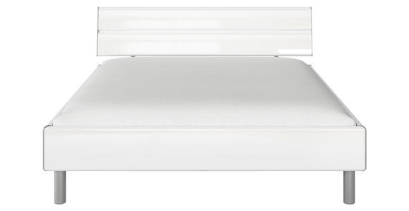 BETT 160/200 cm  in Weiß Hochglanz  - Weiß Hochglanz/Alufarben, Design, Holzwerkstoff/Metall (160/200cm) - Carryhome