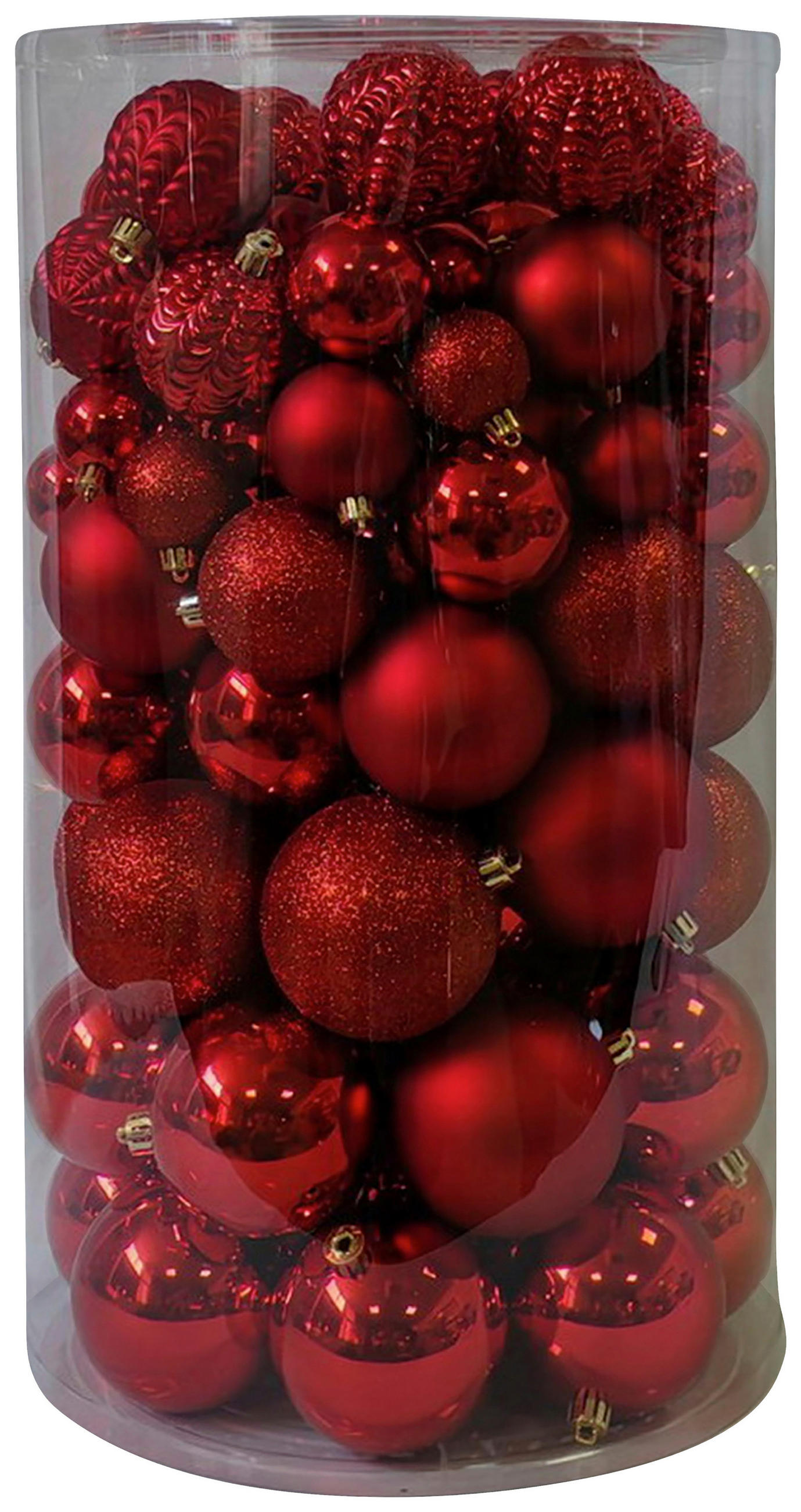 CHRISTBAUMKUGEL-SET 8 cm 100-teilig  - Rot, Basics, Kunststoff (8cm) - X-Mas