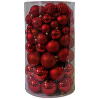 CHRISTBAUMKUGEL-SET 8 cm 100-teilig  - Rot, Basics, Kunststoff (8cm) - X-Mas