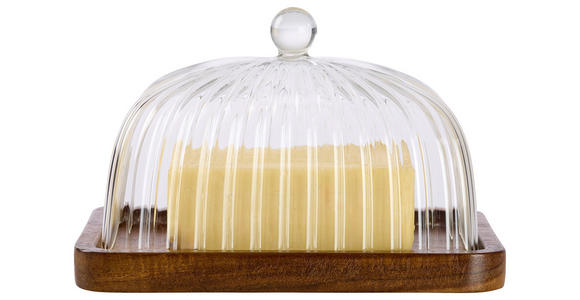 BUTTERDOSE Holz, Glas  - Klar/Akaziefarben, LIFESTYLE, Glas/Holz (17/12,5/10cm) - Novel