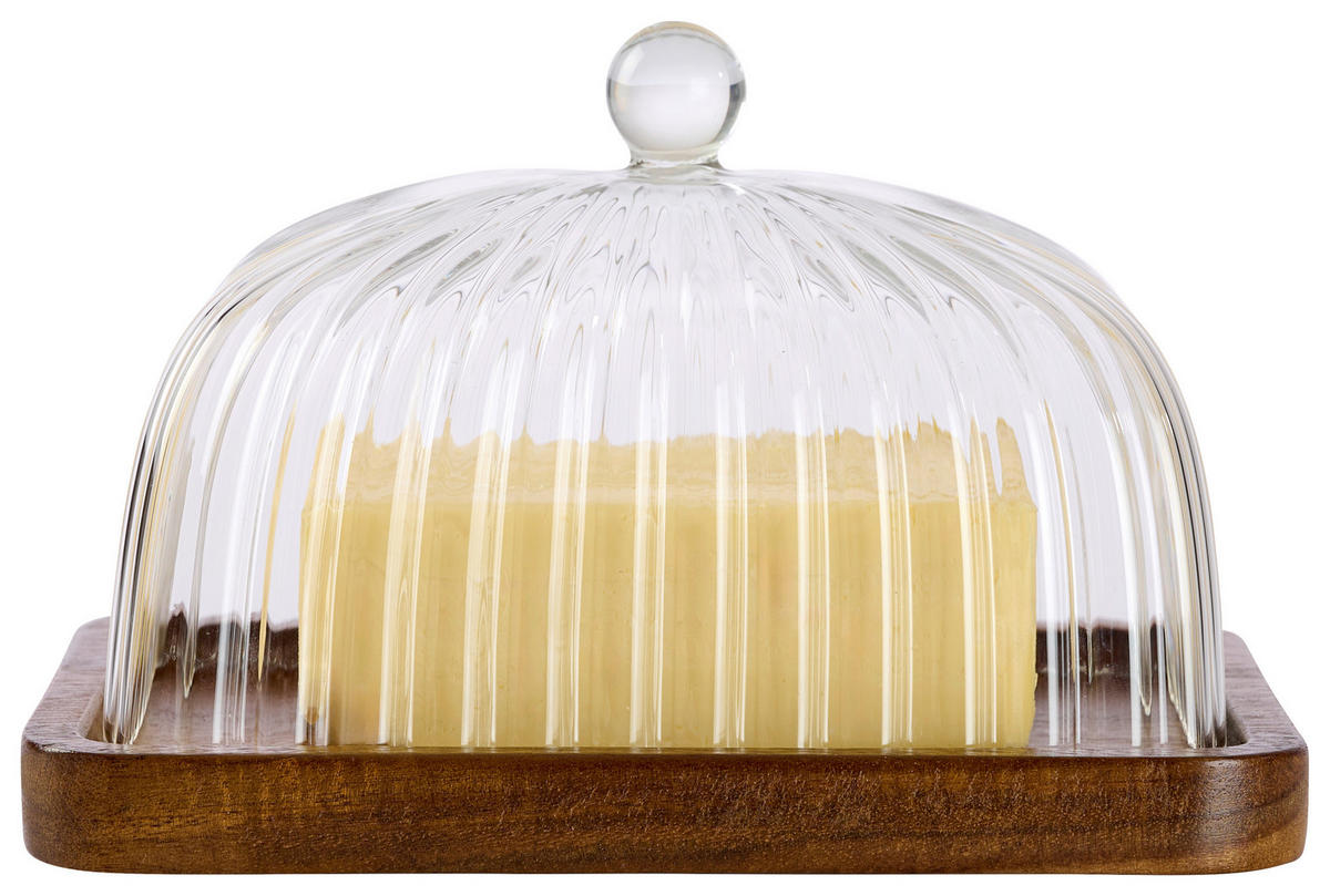 Untieră lemn, sticlă  - străveziu/culoare lemn acacia, Lifestyle, sticlă/lemn (17/12,5/10cm) - Novel