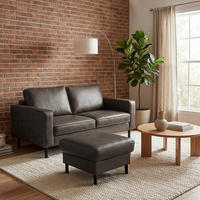 2-SITZER-SOFA  in Echtleder Fango   - Fango/Schwarz, Design, Leder/Metall (148/85/92cm) - Livetastic