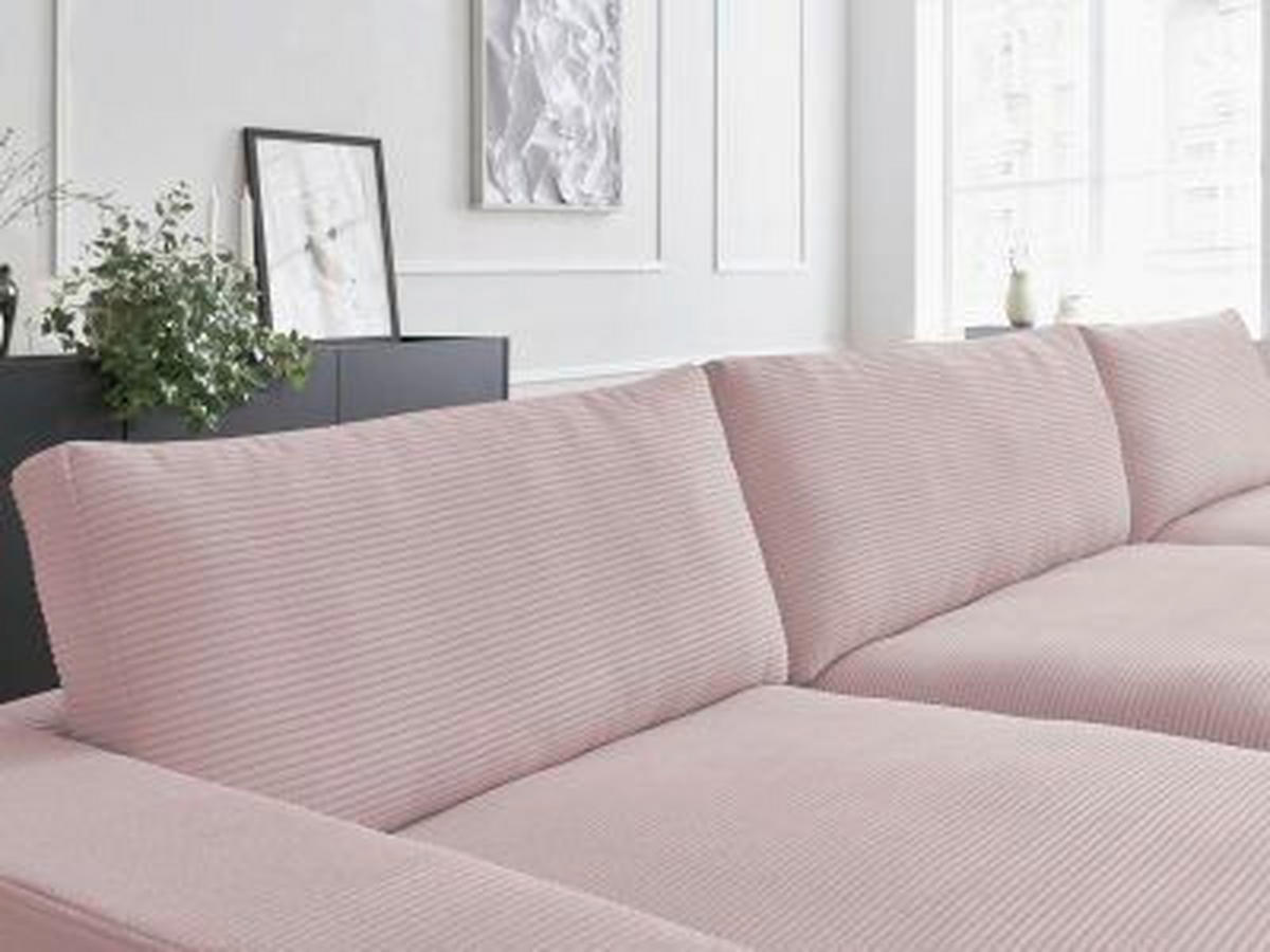 WOHNLANDSCHAFT LEONARD Lila Cord  - Lila/Schwarz, MODERN, Kunststoff/Textil (159/404/159cm)