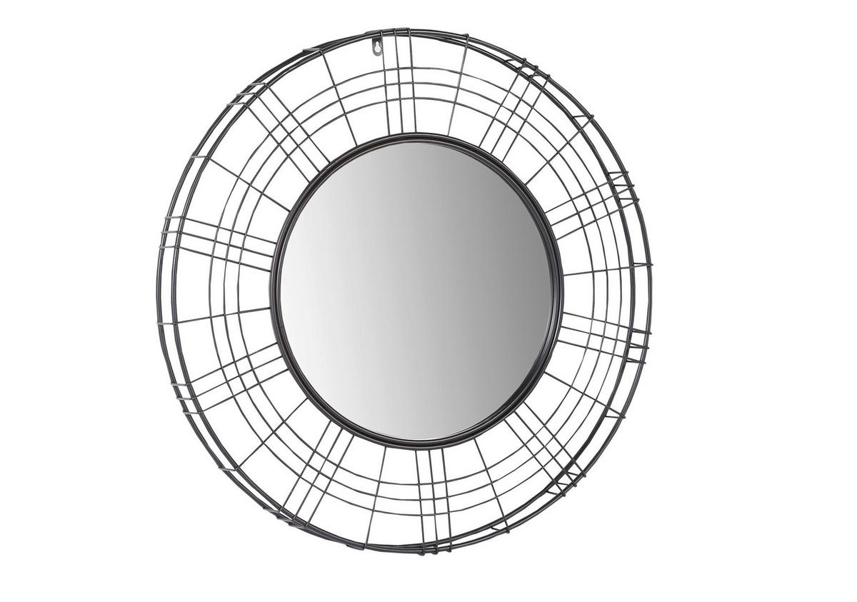 NÁSTĚNNÉ ZRCADLO 77 cm - černá, Design, kov/sklo (77cm) - Ambia Home